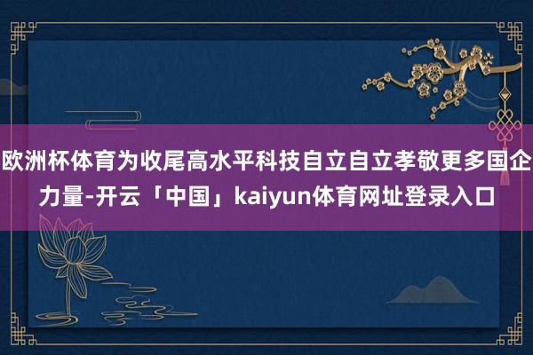 欧洲杯体育为收尾高水平科技自立自立孝敬更多国企力量-开云「中国」kaiyun体育网址登录入口
